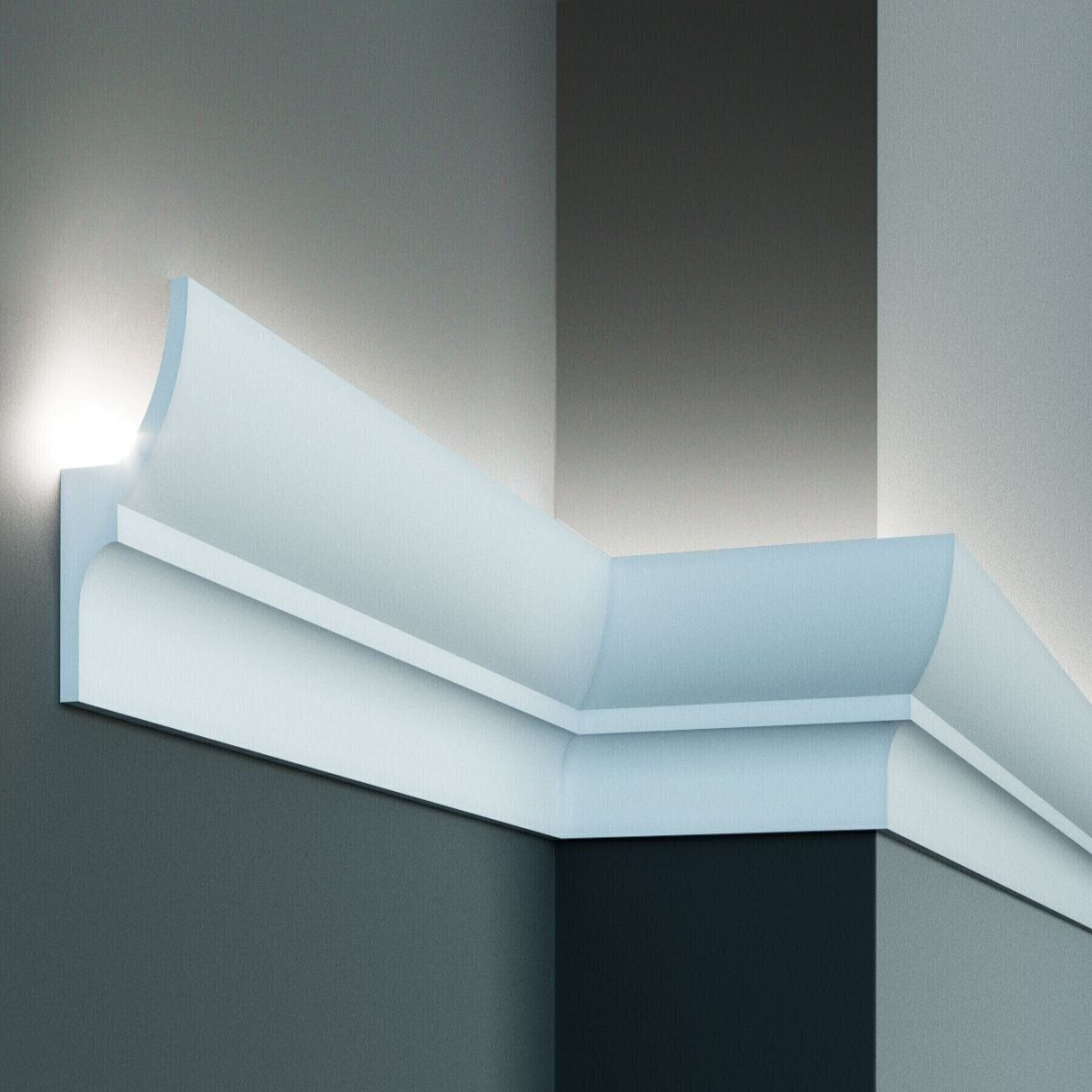 Elite Decor | Innenwinkel "KF712" | Polyurethan | 55 x 100 x 200 mm | Weiß | Stuckleisten Winkel